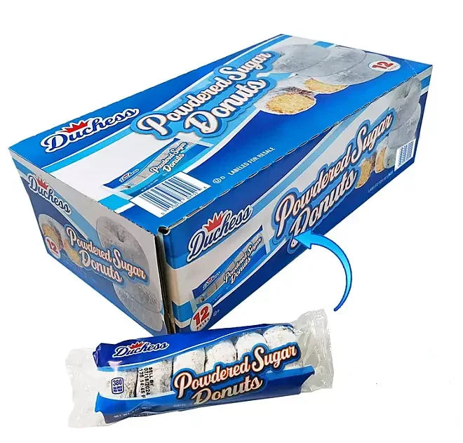 Duchess Mini Powdered Sugar Donut Pack: 12-Piece Box
