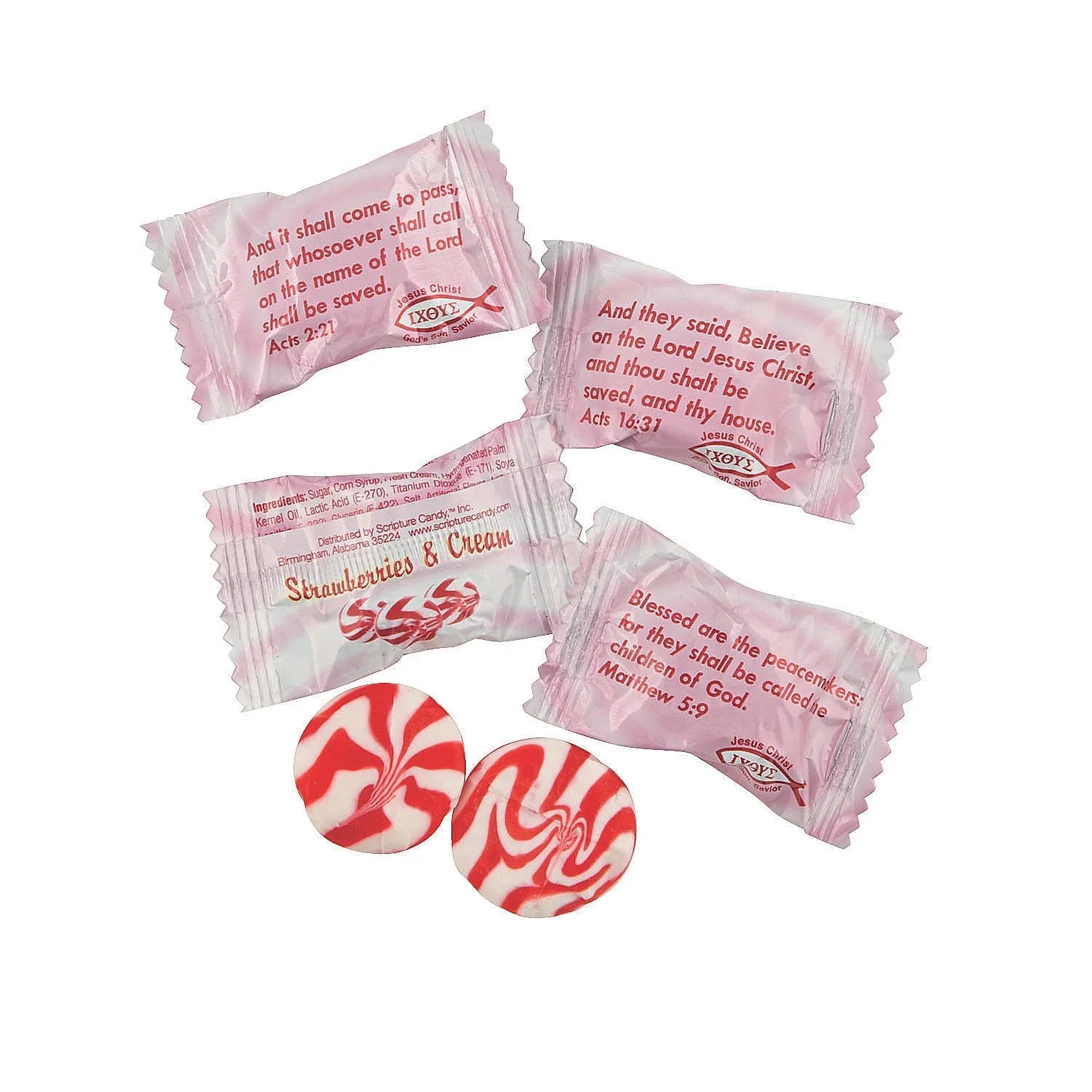 Scripture Candy Strawberries & Cream Hard Candy: 80-Piece Bag