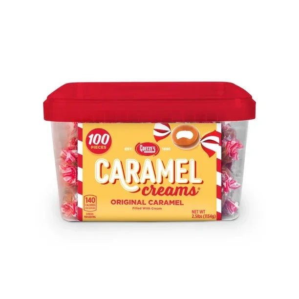 Goetze's Caramel Creams Bulls Eyes Candy: 100-Piece Tub