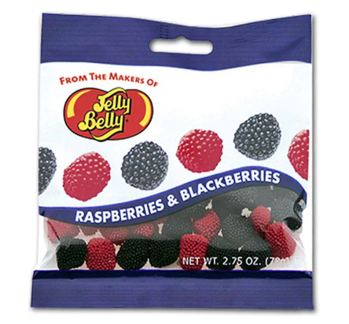 Jelly Belly Candy Raspberries & Blackberries Peg Bag: 12-Piece Case ...