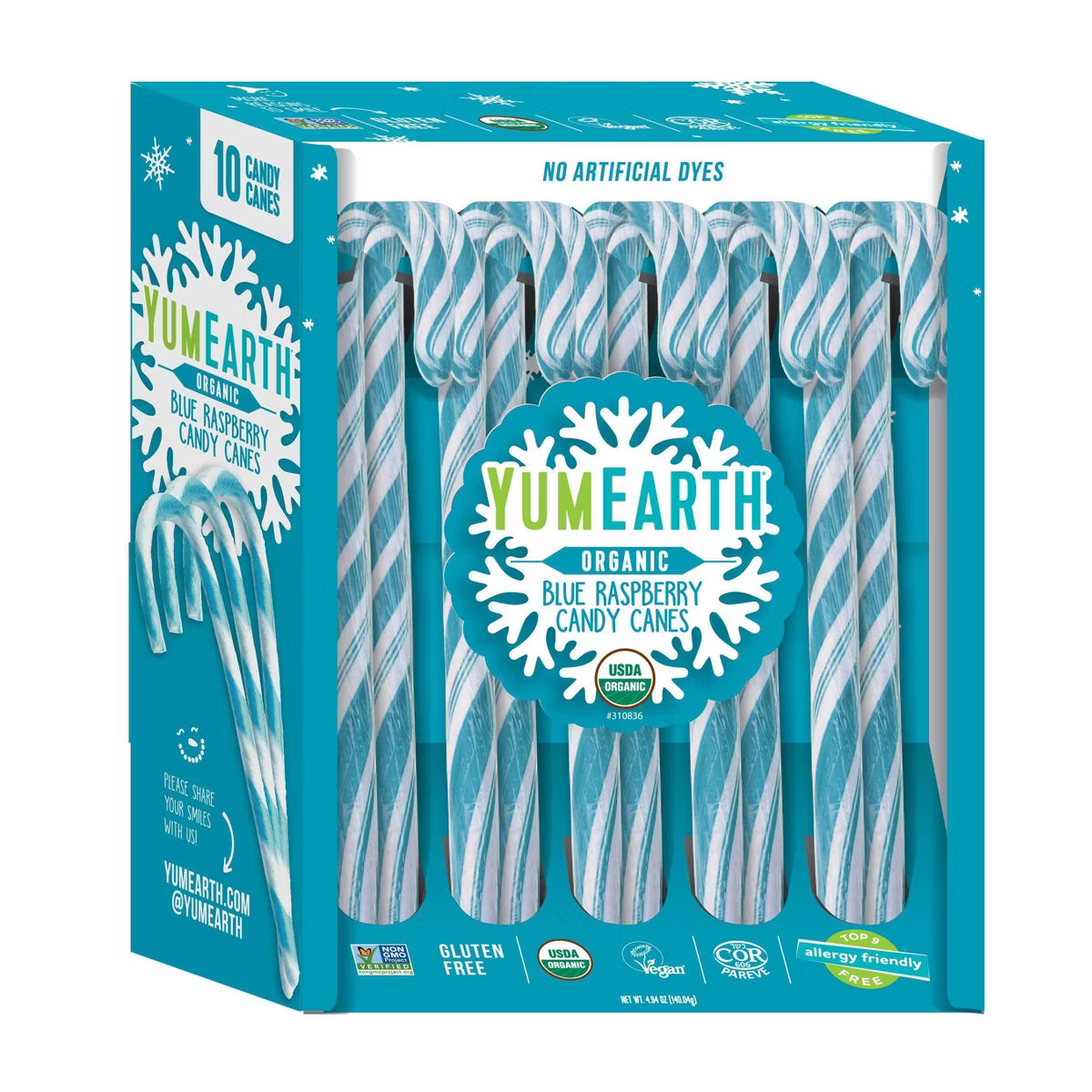 Blue Raspberry Candy Box YumEarth Organic Christmas Blue Raspberry Candy Canes: 10-Piece Box ...