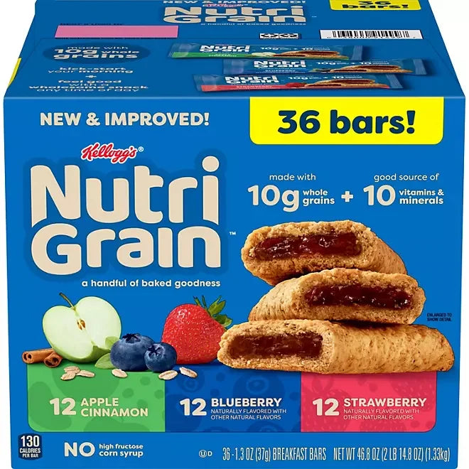 Nutri Grain Breakfast Bars - Variety Pack: 36-Piece Box