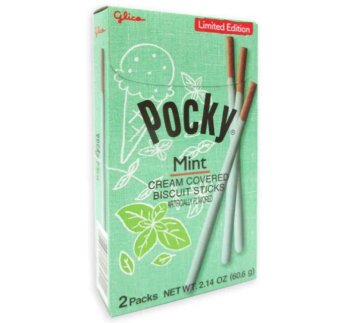 Pocky - Mint Cream Covered Biscuit Sticks Packs: 10-Piece Box