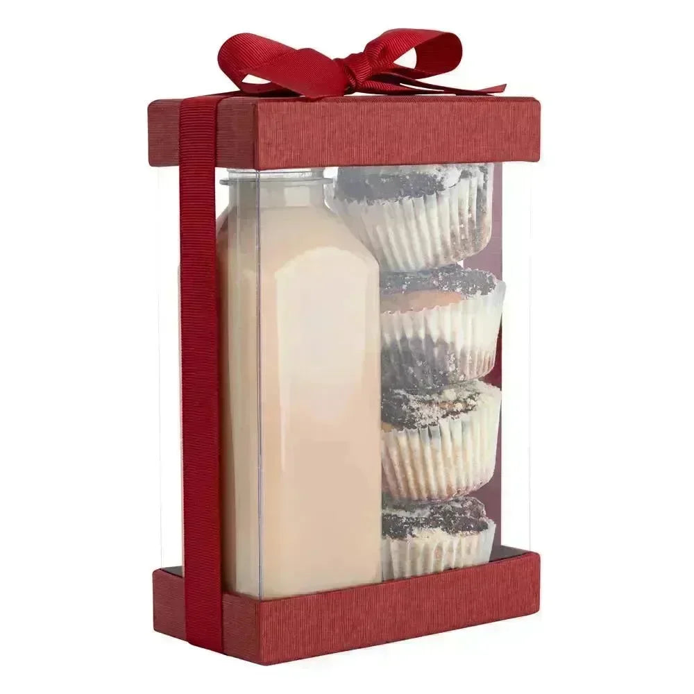 Plastic Gift Boxes With Base Lid & Ribbon Maroon 7.5X5X2.5