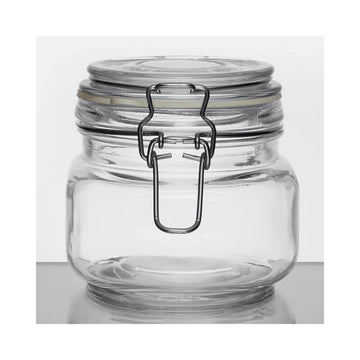 17-Ounce Hermes Glass Jar with Clamp Top Lid - Candy Warehouse