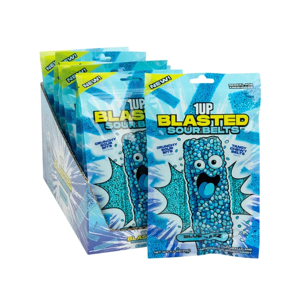 1UP Blasted Blue Razz Sour Belts: 15-Piece Case