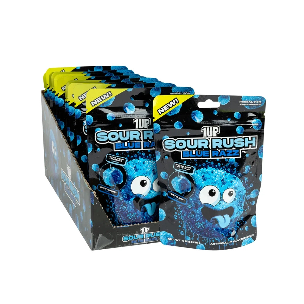1UP Sour Rush Blue Razz Juicy Gummies: 12-Piece Case