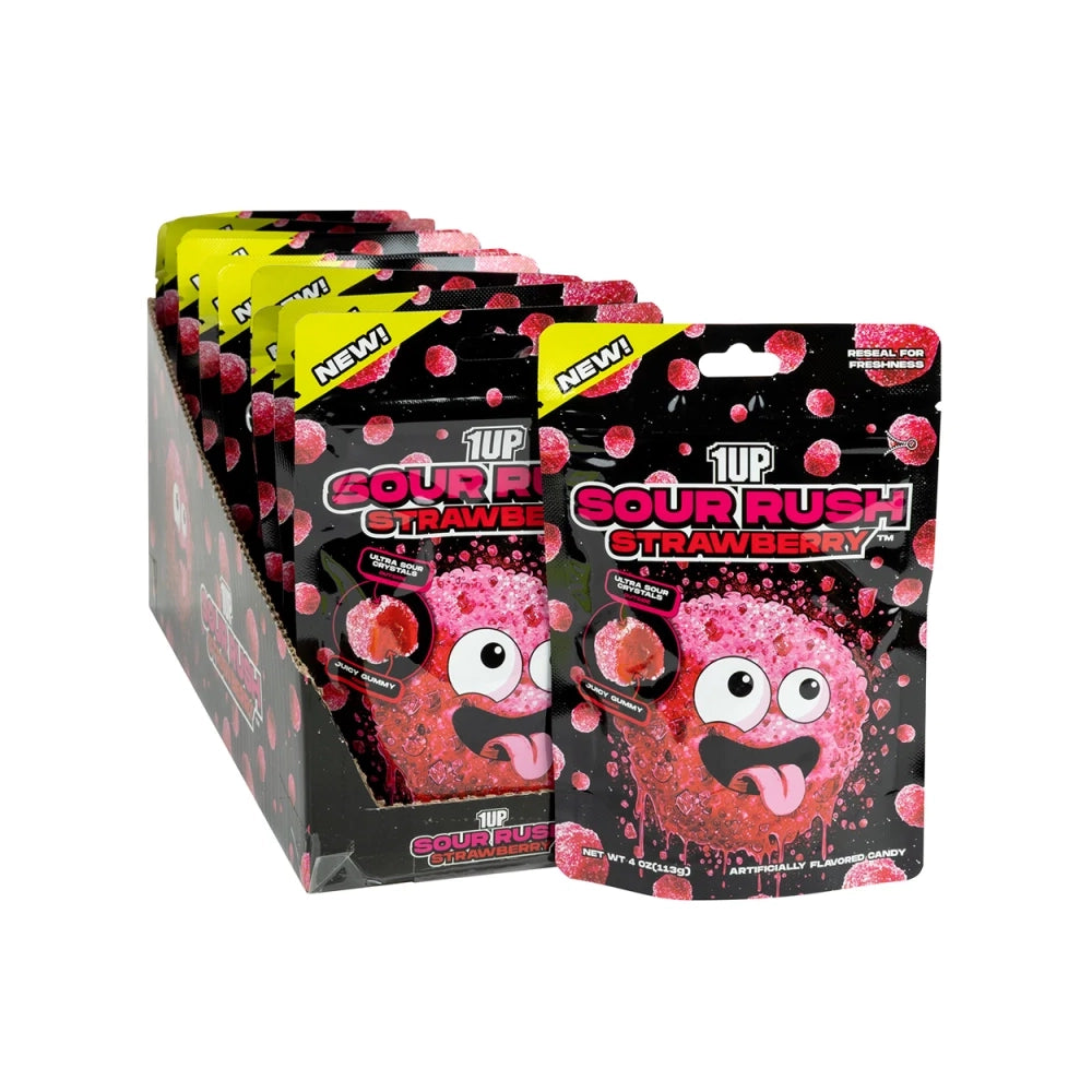 1UP Sour Rush Strawberry Juicy Gummies: 12-Piece Case