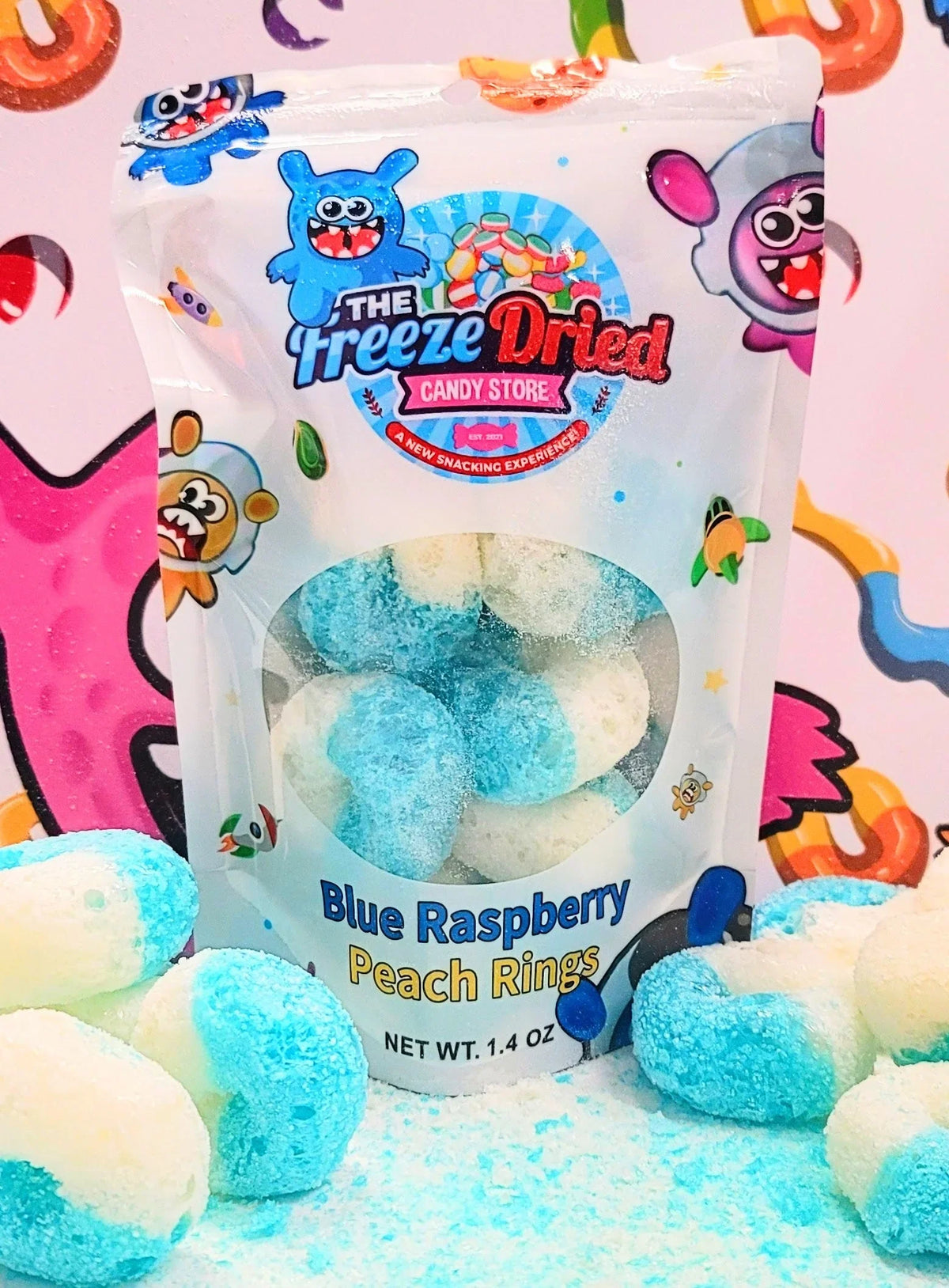 Blue Raspberry Swirl Freeze Freeze Dried Blue Raspberry Peach Rings | Candy Warehouse – Candy Warehouse
