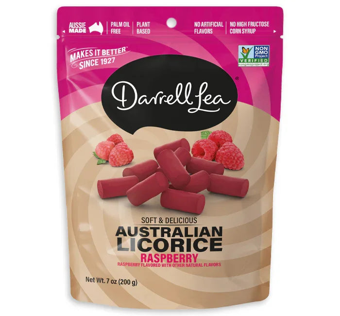 Australia Raspberry Candy Darrell Lea Raspberry Soft Australian Licorice Non-GMO: 8-Piece Case ...