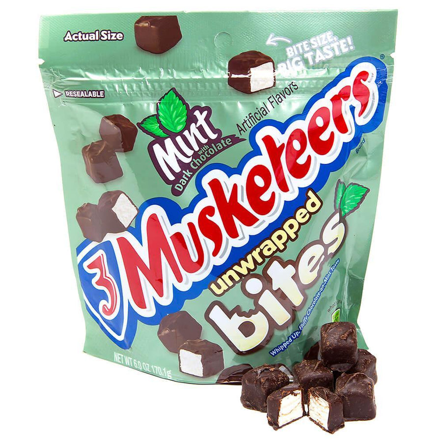 3 Musketeers Mint Bites Candy: 6-Ounce Bag - Candy Warehouse