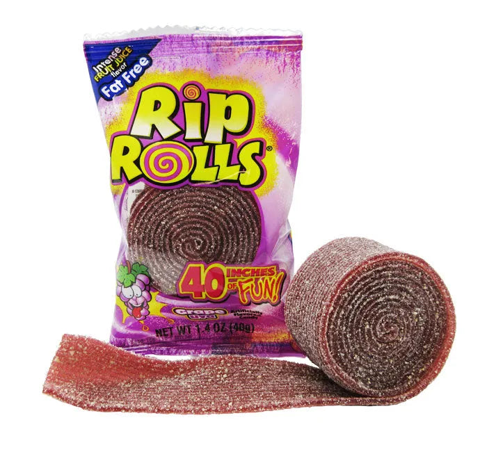 Sour Rip Rolls - Grape: 24-Piece Box – Candy Warehouse