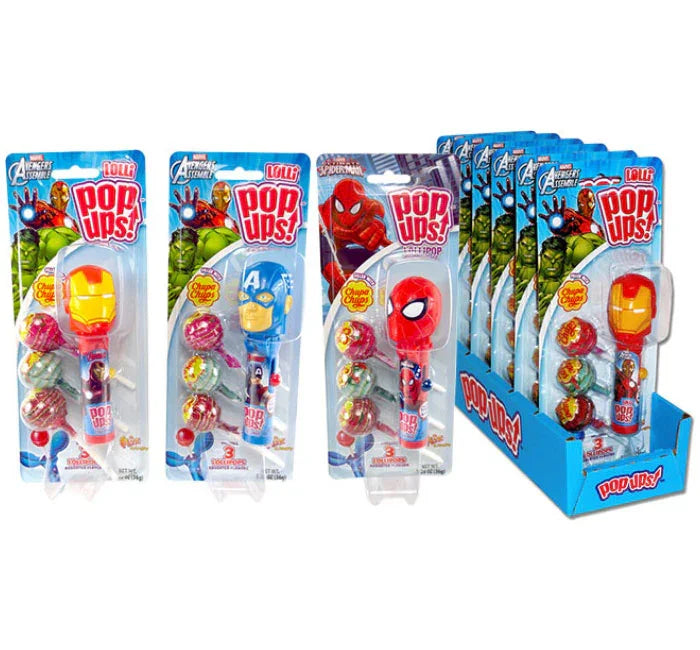 Marvel Pop-Ups Avengers Chupa Chups Lollipops: 6-Piece Display