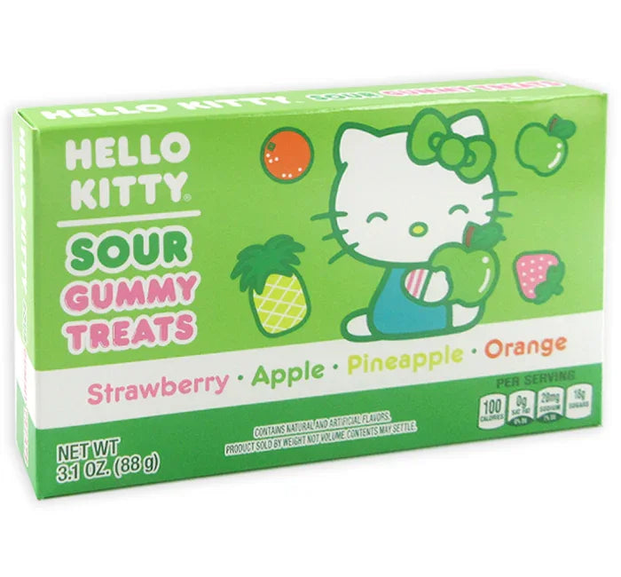 Hello Kitty Sour Gummy Treats Candy Theater Size Packs: 12-Piece Box