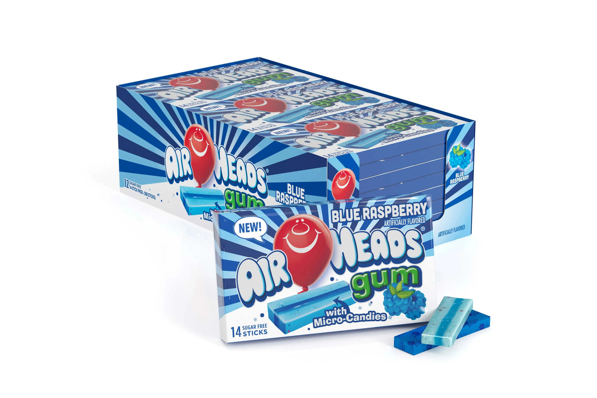 Blue Raspberry Stix Airheads Blue Raspberry Gum Sticks: 12-Piece Box – Candy Warehouse