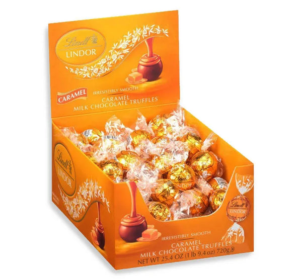 LINDOR キャラメル 4個入り Lindt Caramel Milk Chocolate Lindor Truffles: 60-Piece Box – Candy
