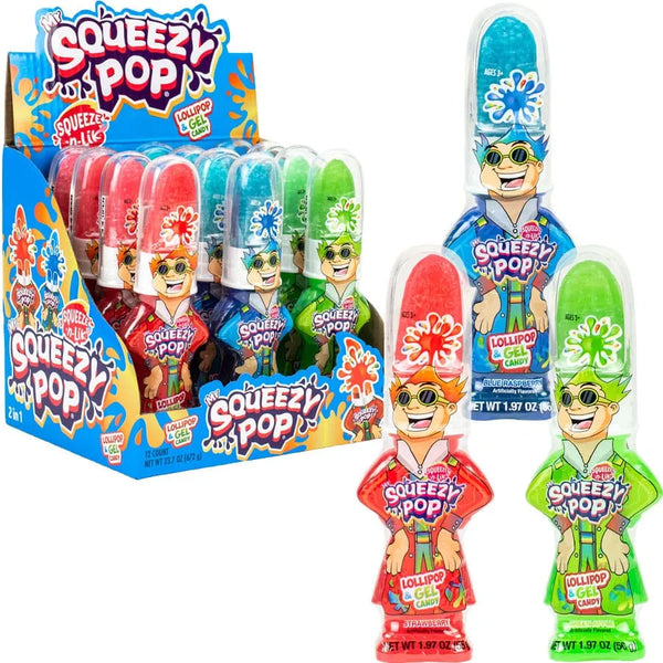 Squeezy Pop Lollipop & Gel Candy: 12-Piece Display – Candy Warehouse