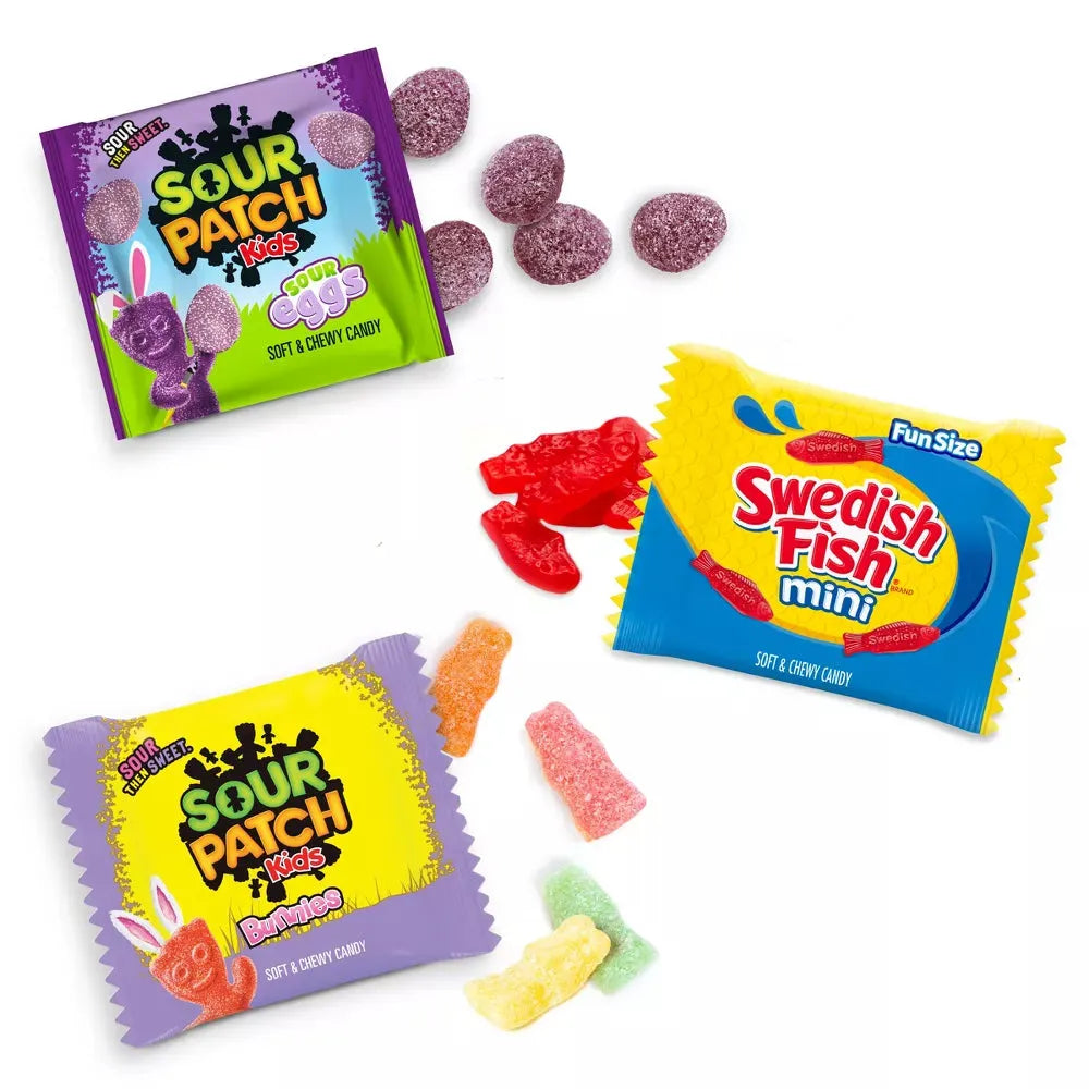 Swedish's Patches Raspberry Swedish Fish & Sour Patch Easter Egg Hunt Variety Treats: 80-Piece Bag ...
