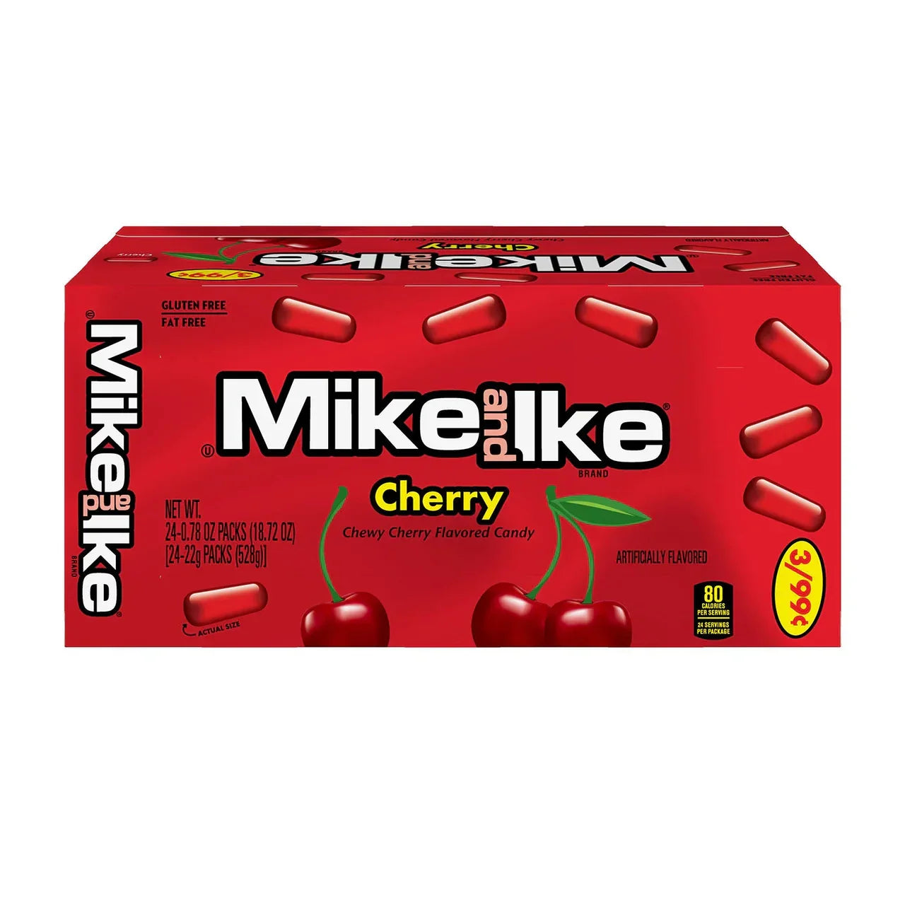 Mike and Ike Cherry Candy Mini Packs: 24-Piece Box