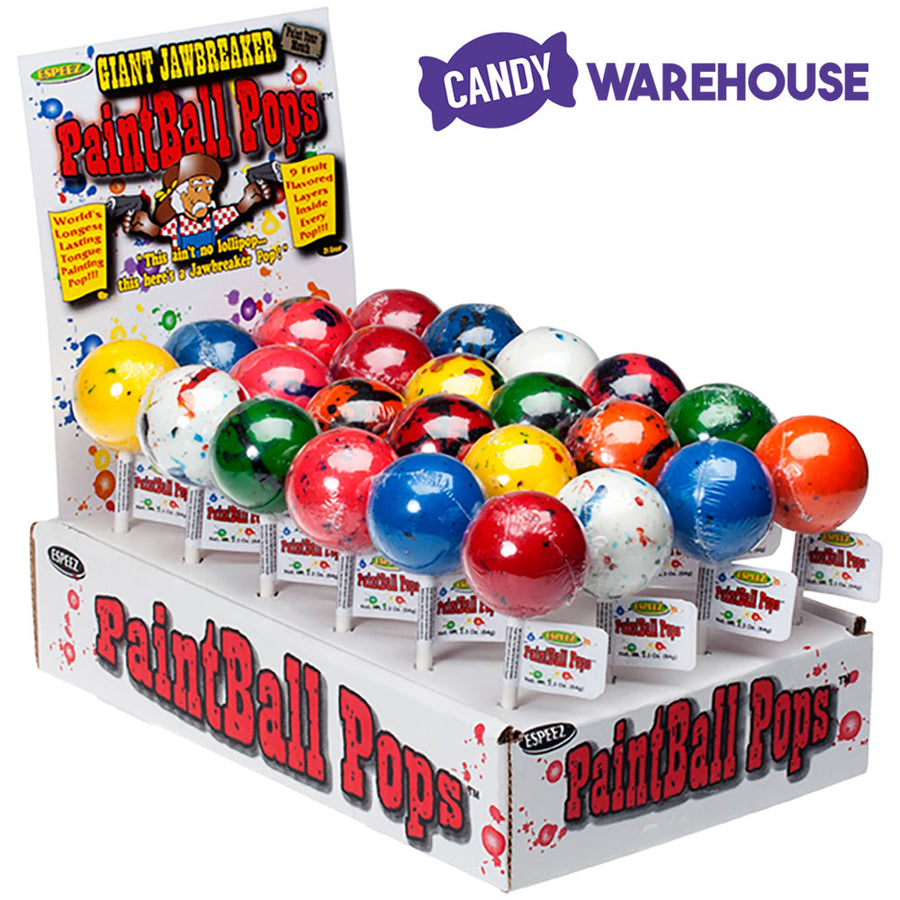 Espeez Paintball Pops Giant Jawbreaker Suckers: 24-Piece Box