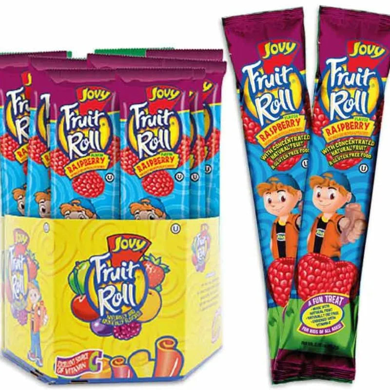 Fruit Roll Raspberry Jovy Raspberry Fruit Rolls: 48-Piece Box – Candy Warehouse