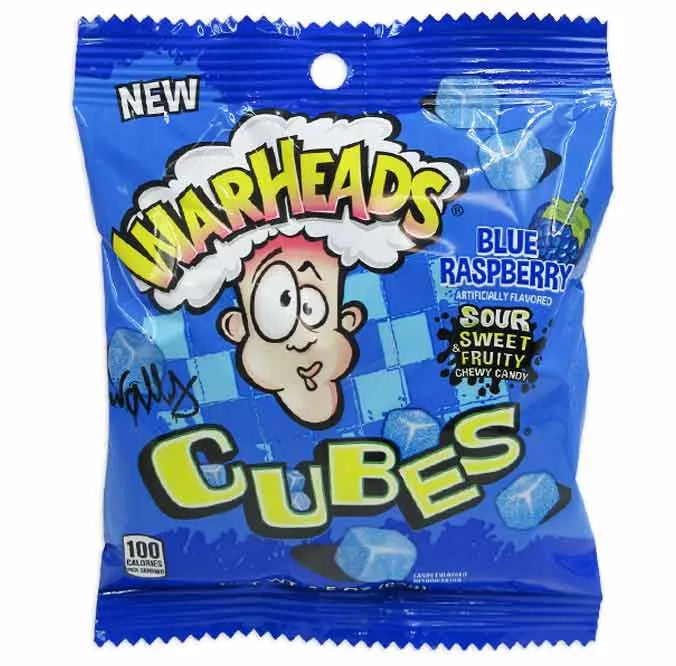 Warhead Blue Raspberry Cubes Warheads Blue Raspberry Cubes Peg Bags: 12-Piece Case – Candy Warehouse