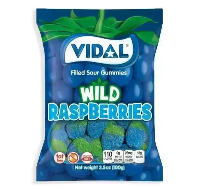 Vidal Sour Wild Raspberry Gummy Candy Peg Bags: 14-Piece Case – Candy ...