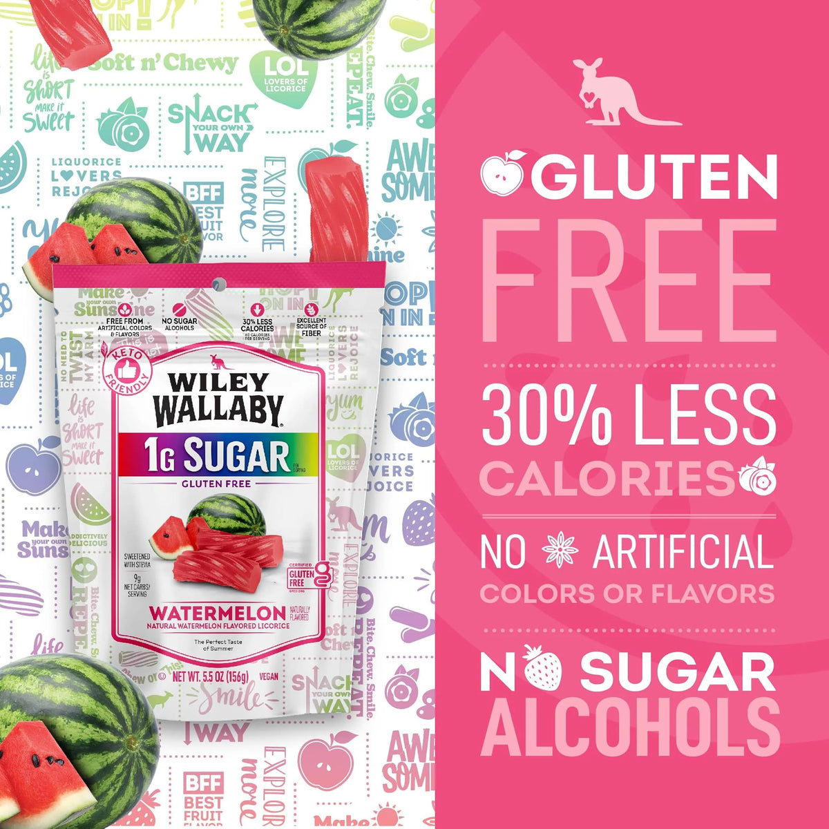 Wiley Box Wiley Wallaby Low Sugar Watermelon Licorice: 8-Piece Box – Candy Warehouse