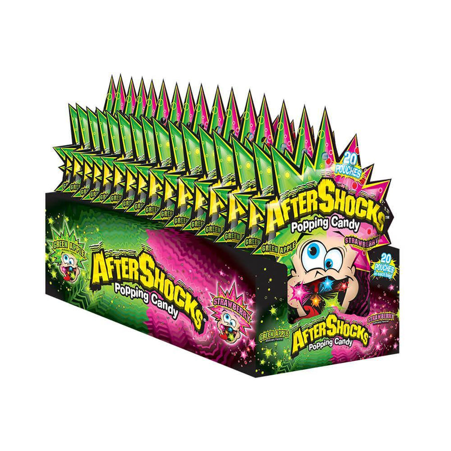AfterShocks Popping Candy Packs - Green Apple and Strawberry: 16-Piece Box - Candy Warehouse