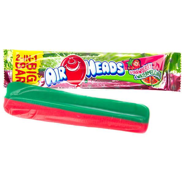 AirHeads Big Bar Taffy Candy - Strawberry and Watermelon: 24-Piece Box - Candy Warehouse