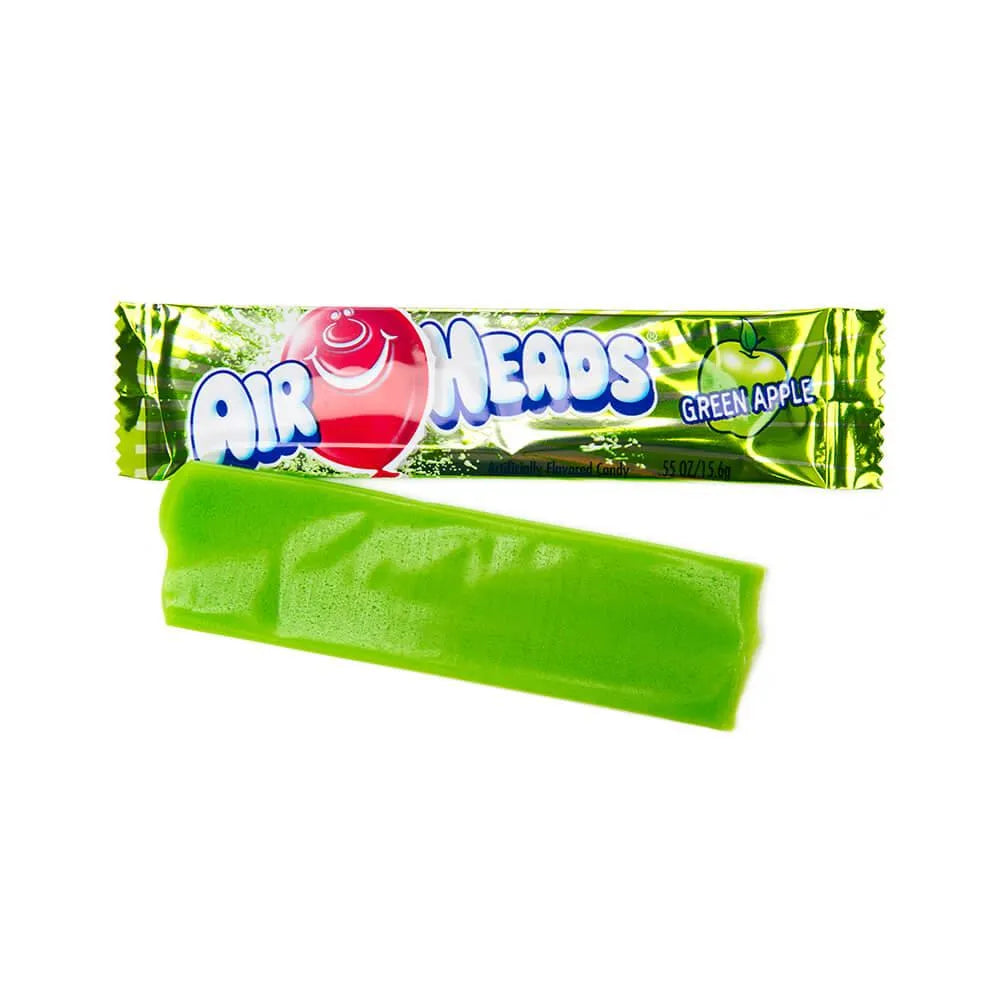 AirHeads Taffy Candy Bars Green Apple 36Piece Box Candy Warehouse