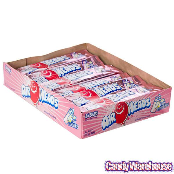 AirHeads Taffy Candy Bars - Pink Lemonade: 36-Piece Box - Candy Warehouse