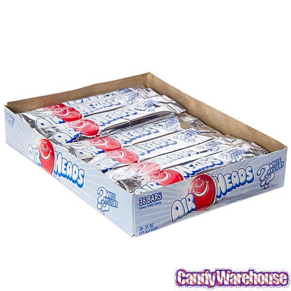 AirHeads Taffy Candy Bars - White Mystery: 36-Piece Box - Candy Warehouse
