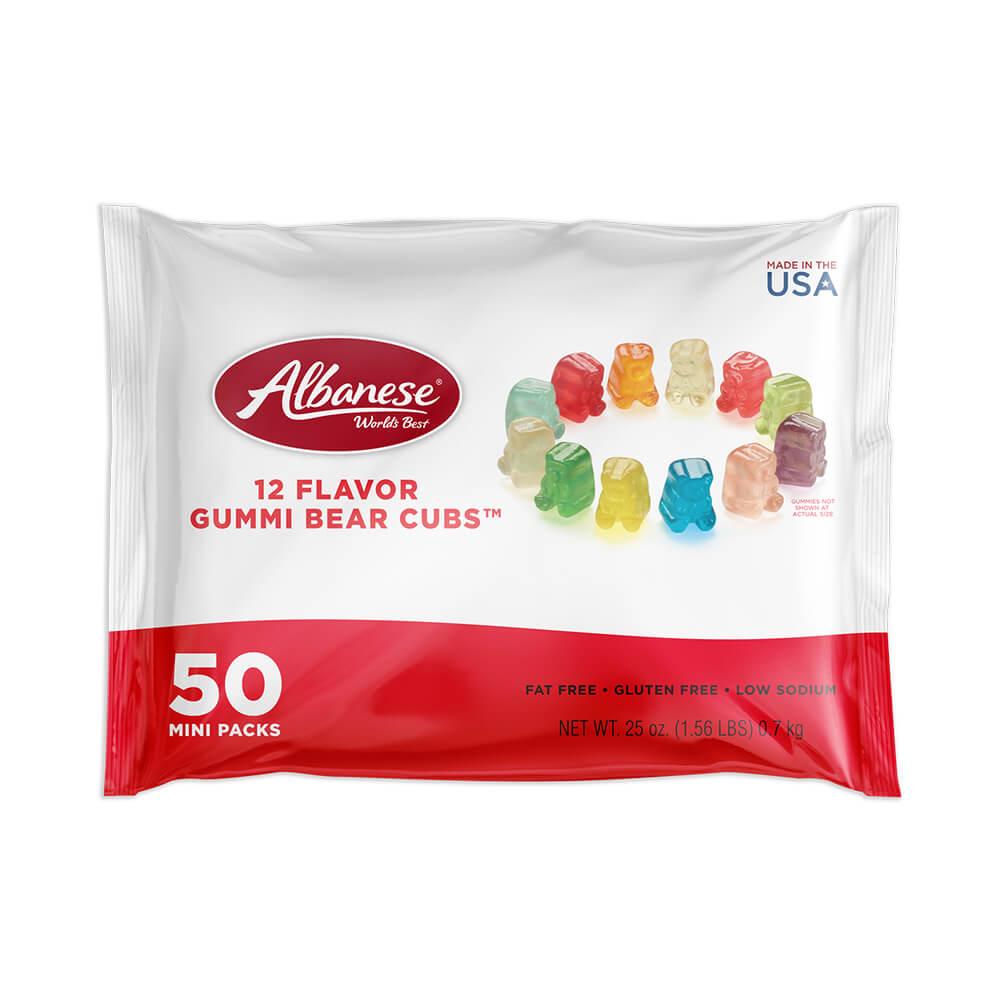 Albanese 12 Flavor Gummi Bear Cubs Fun Size Packs: 50-Piece Bag - Candy Warehouse