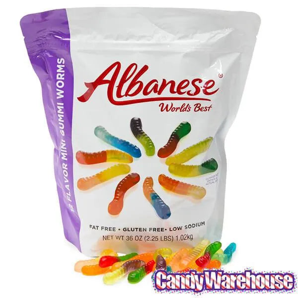 Albanese Gourmet 12Flavors Mini Gummy Worms 36Ounce Bag Candy