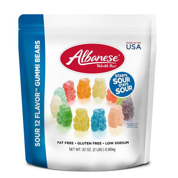 Albanese Sour Gummy Bears 12-Flavors: 32-Ounce Bag - Candy Warehouse