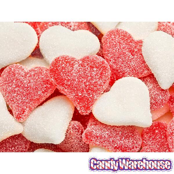 Albanese Sour Sanded Red & White Gummy Hearts: 4.5LB Bag - Candy Warehouse