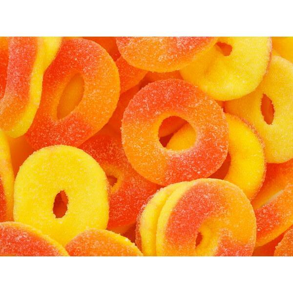 Albanese Sugar Free Peach Gummy Rings Candy: 4.5LB Bag - Candy Warehouse