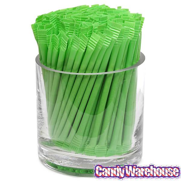 Albert's Candy Powder Filled Plastic Mini Straws - Green Apple: 240-Piece Bag - Candy Warehouse