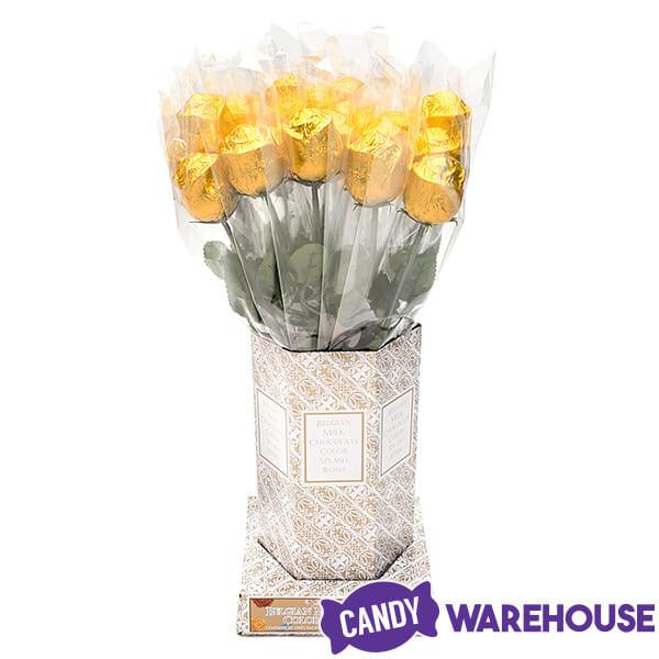 Albert's Foiled Milk Chocolate Roses - Gold: 20-Piece Bouquet - Candy Warehouse