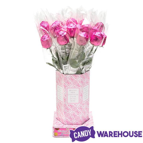 Albert's Foiled Milk Chocolate Roses - Hot Pink: 20-Piece Bouquet - Candy Warehouse
