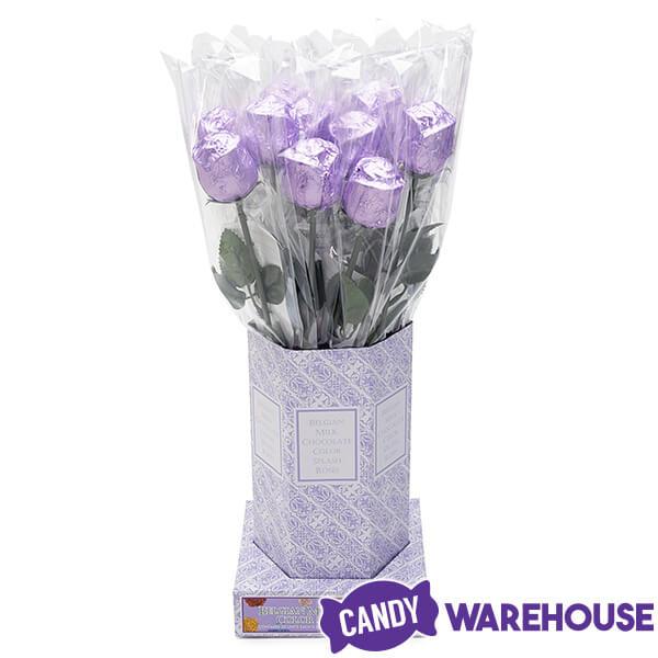 Albert's Foiled Milk Chocolate Roses - Lavender: 20-Piece Bouquet - Candy Warehouse