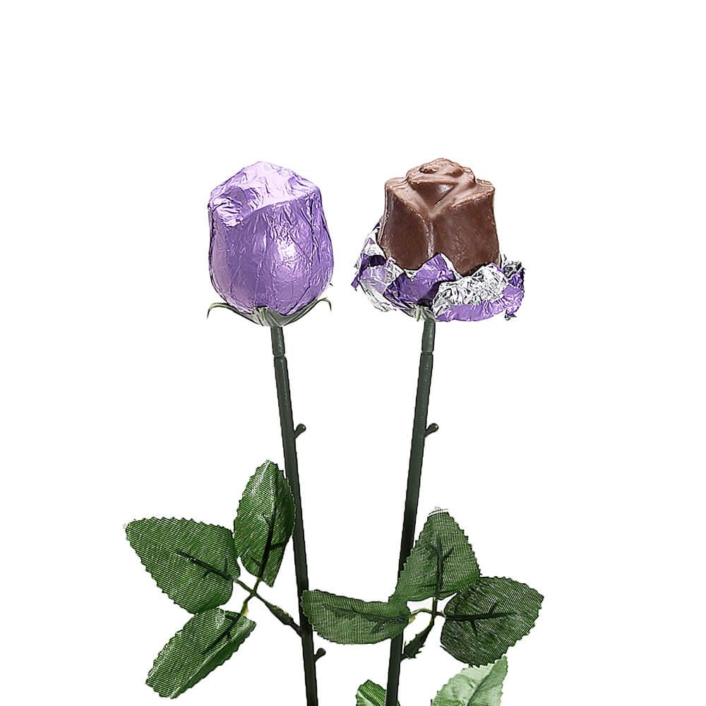 Albert's Foiled Milk Chocolate Roses - Purple: 20-Piece Bouquet - Candy Warehouse