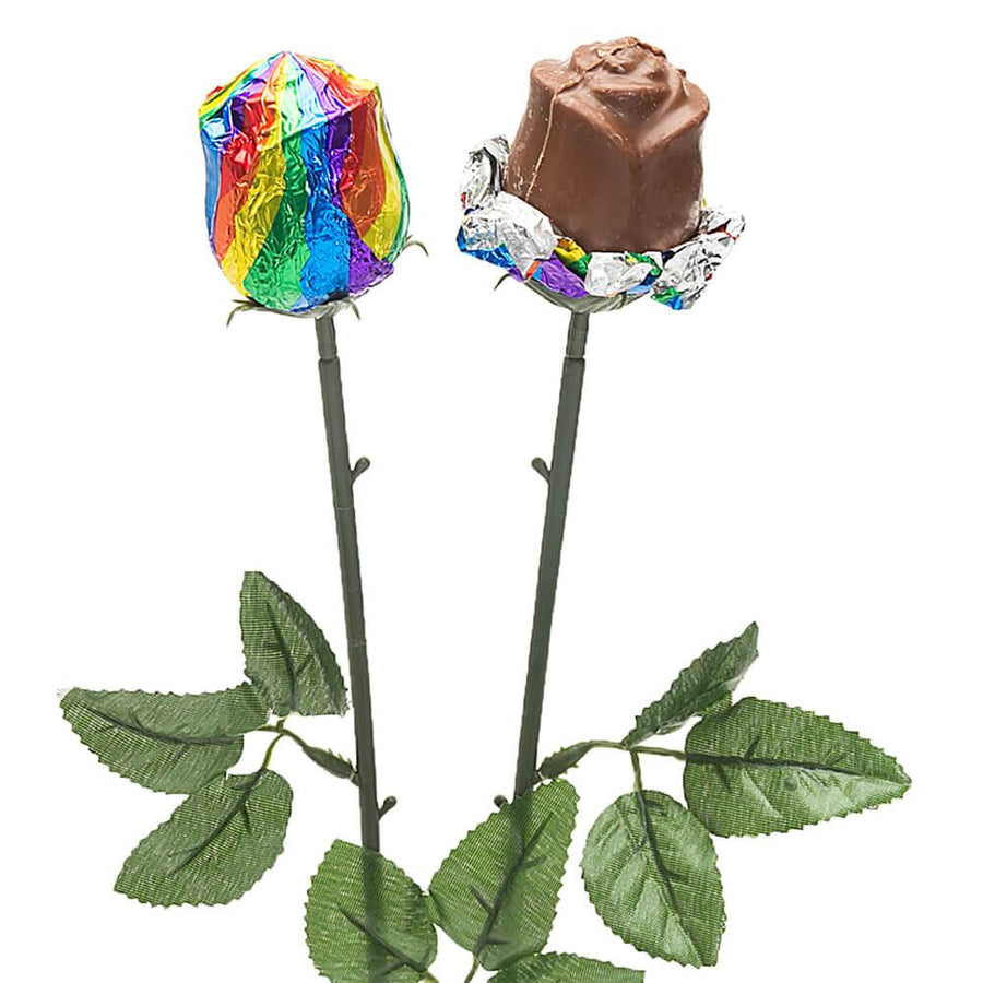 Albert's Foiled Milk Chocolate Roses - Rainbow: 20-Piece Bouquet - Candy Warehouse