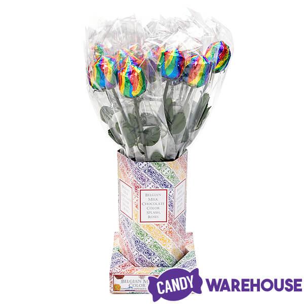 Albert's Foiled Milk Chocolate Roses - Rainbow: 20-Piece Bouquet - Candy Warehouse