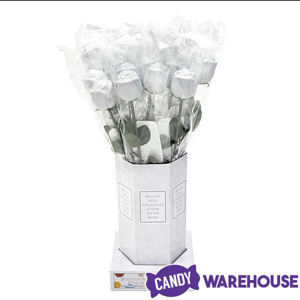 Albert's Foiled Milk Chocolate Roses - White: 20-Piece Bouquet - Candy Warehouse