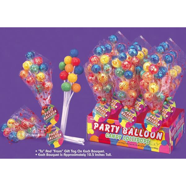 Albert's Party Balloons Lollipop Bouquets: 12-Piece Display - Candy Warehouse