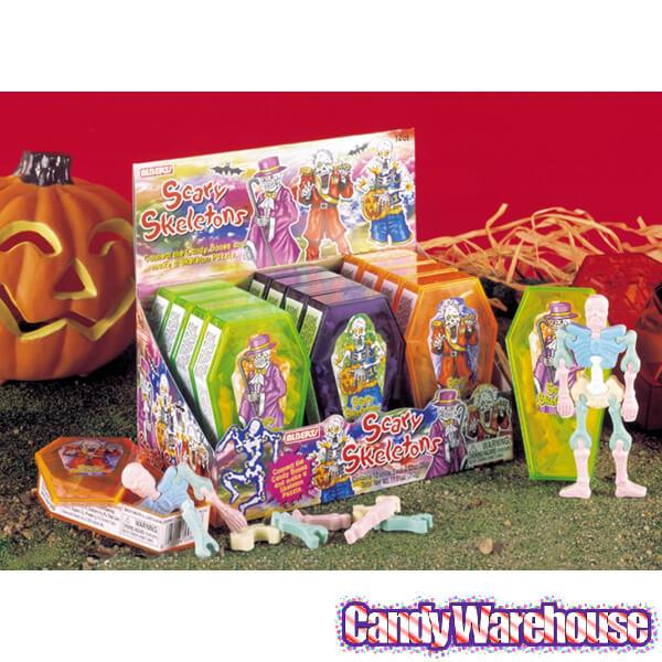 Albert's Scary Skeletons Interlocking Bones Candy Coffins: 12-Piece Display - Candy Warehouse