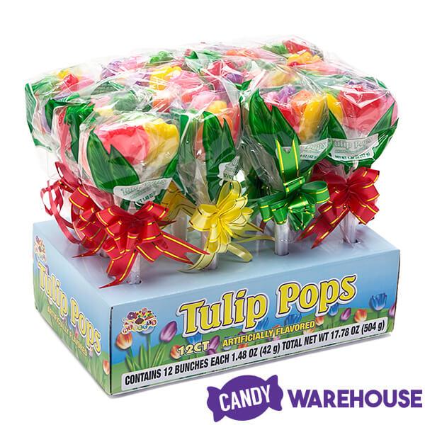 Albert's Tulip Pops Candy Flowers Lollipop Bouquets: 12-Piece Display - Candy Warehouse