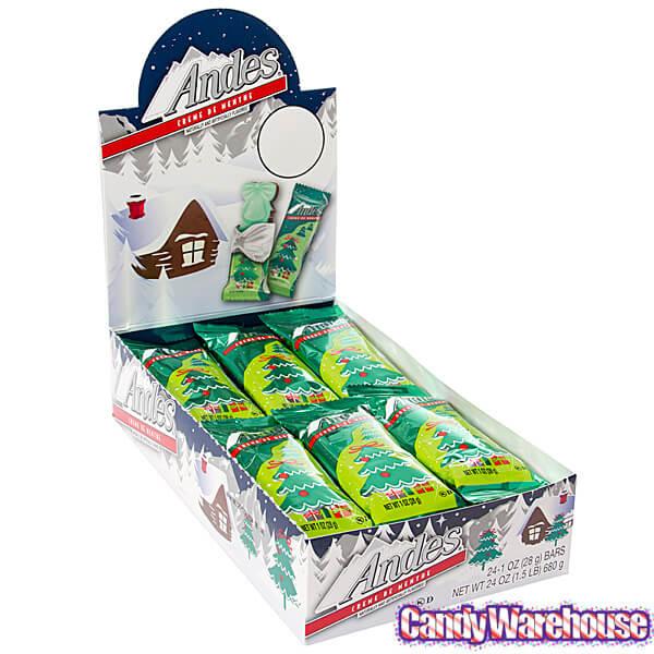 Andes Mints Creme de Menthe Christmas Trees Chocolate Candy: 24-Piece Display - Candy Warehouse
